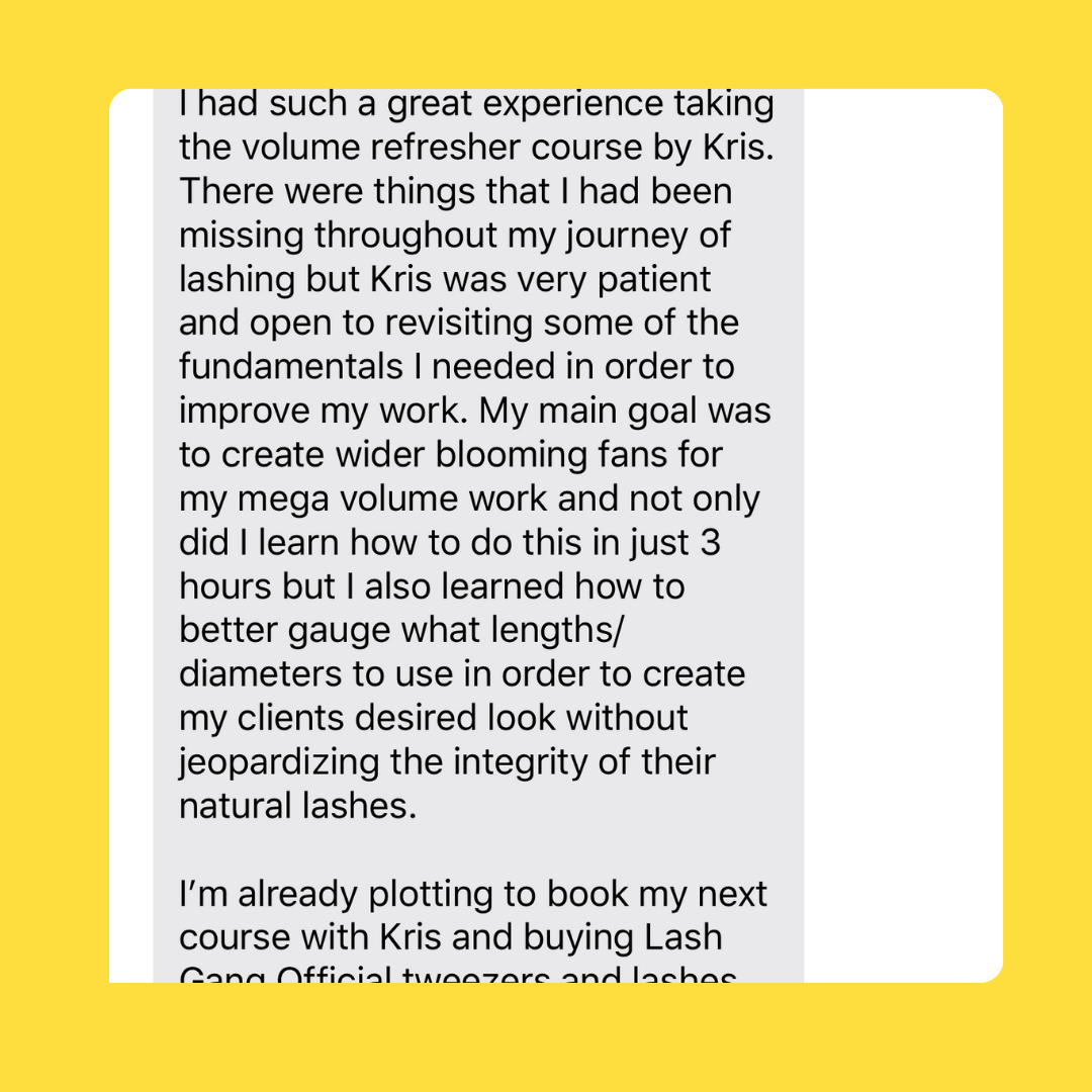 Lash Extension Refresher & Skill Refinement Session